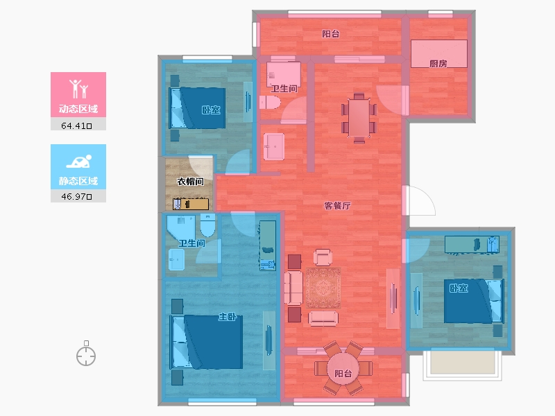 江苏省-南京市-绿城东方玉园-102.00-户型库-动静分区