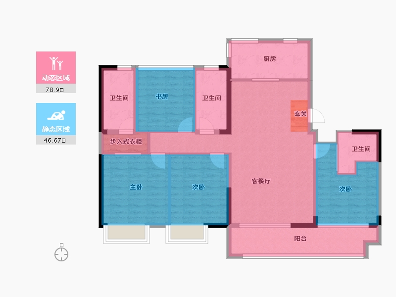 江苏省-苏州市-张家港中旅名门府-113.12-户型库-动静分区