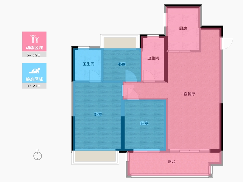 江苏省-苏州市-棠颂云著-83.00-户型库-动静分区