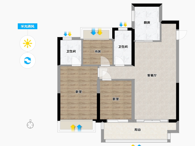 江苏省-苏州市-棠颂云著-83.00-户型库-采光通风