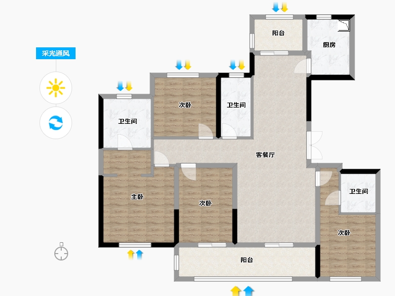 陕西省-西安市-中天诚品-131.32-户型库-采光通风