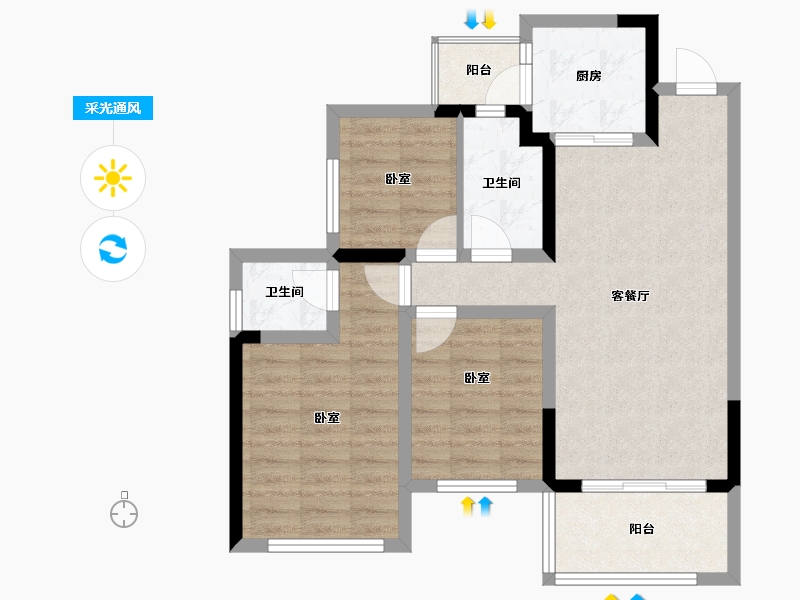 四川省-南充市-鸿通公园1988-73.07-户型库-采光通风