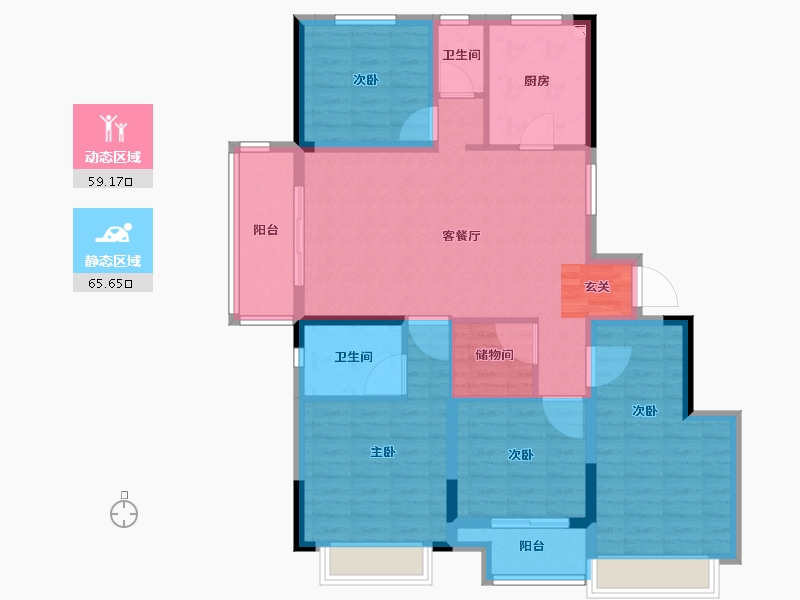 浙江省-台州市-伟星钰珑湾-111.91-户型库-动静分区