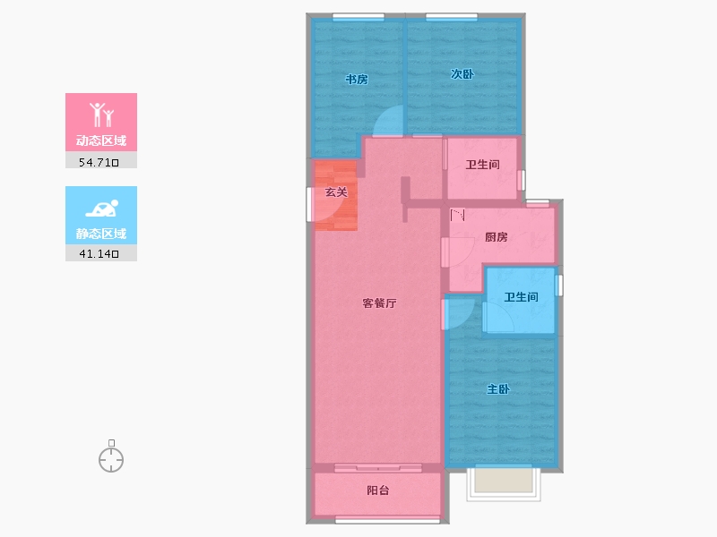 陕西省-宝鸡市-宝鸡富力湾-86.00-户型库-动静分区