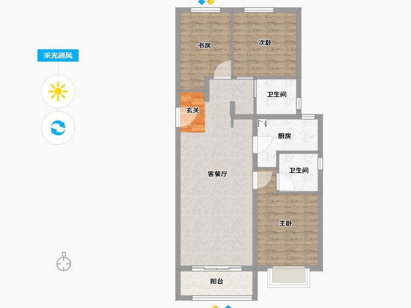 陕西省-宝鸡市-宝鸡富力湾-86.00-户型库-采光通风