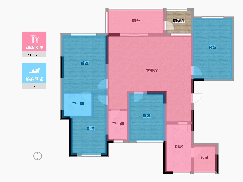 四川省-南充市-蓝光星悦半岛-124.45-户型库-动静分区