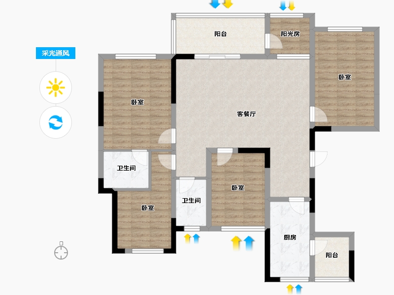 四川省-南充市-蓝光星悦半岛-124.45-户型库-采光通风