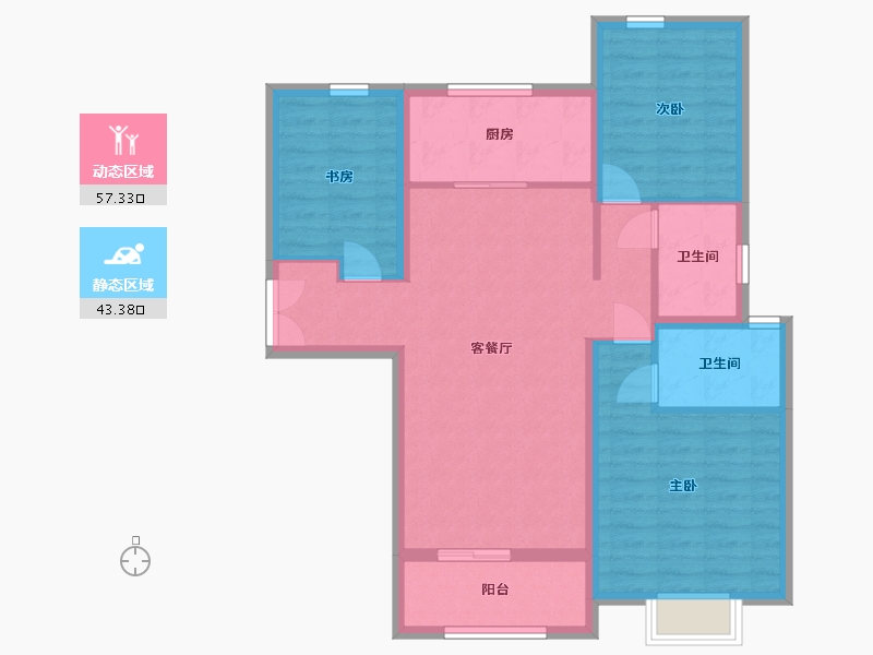 陕西省-西安市-公馆壹号-90.29-户型库-动静分区