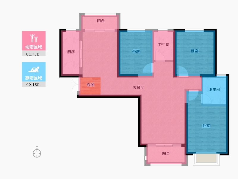 甘肃省-兰州市-润泽佳苑-90.44-户型库-动静分区