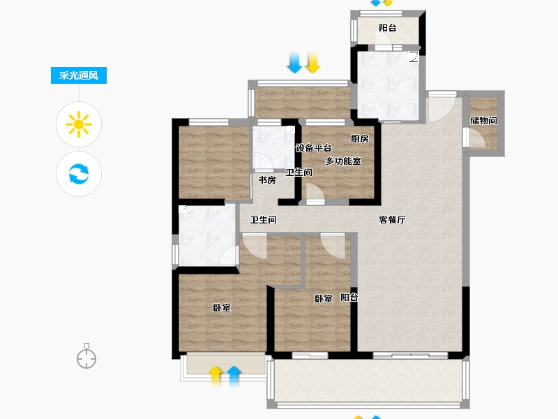 陕西省-咸阳市-日月公馆-114.11-户型库-采光通风