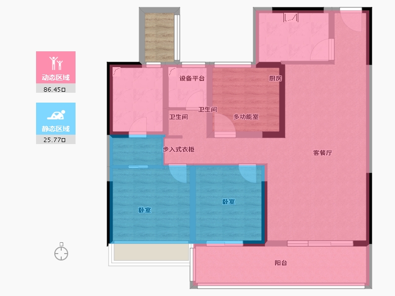 陕西省-咸阳市-日月公馆-102.09-户型库-动静分区