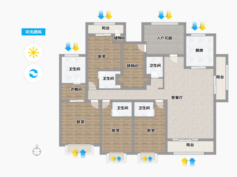 江苏省-南京市-绿城东方玉园-174.00-户型库-采光通风