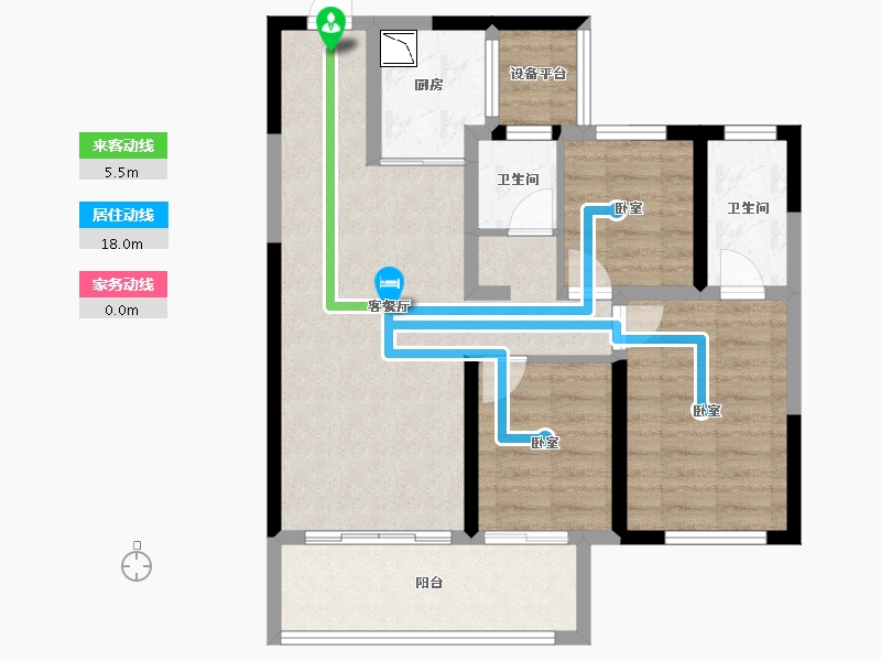 甘肃省-兰州市-蓝光雍锦阁-74.31-户型库-动静线