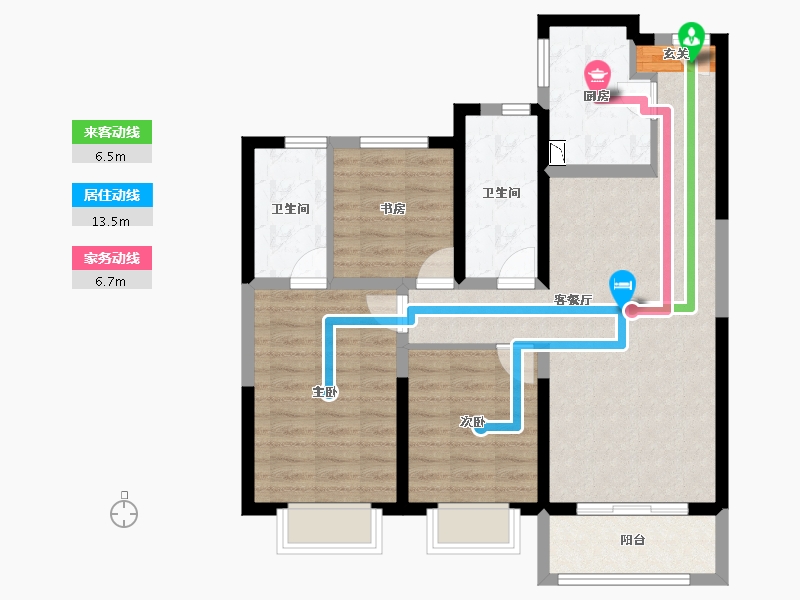 陕西省-宝鸡市-宝鸡富力湾-83.83-户型库-动静线