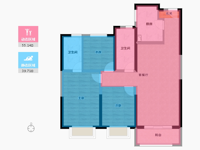 陕西省-宝鸡市-宝鸡富力湾-83.83-户型库-动静分区