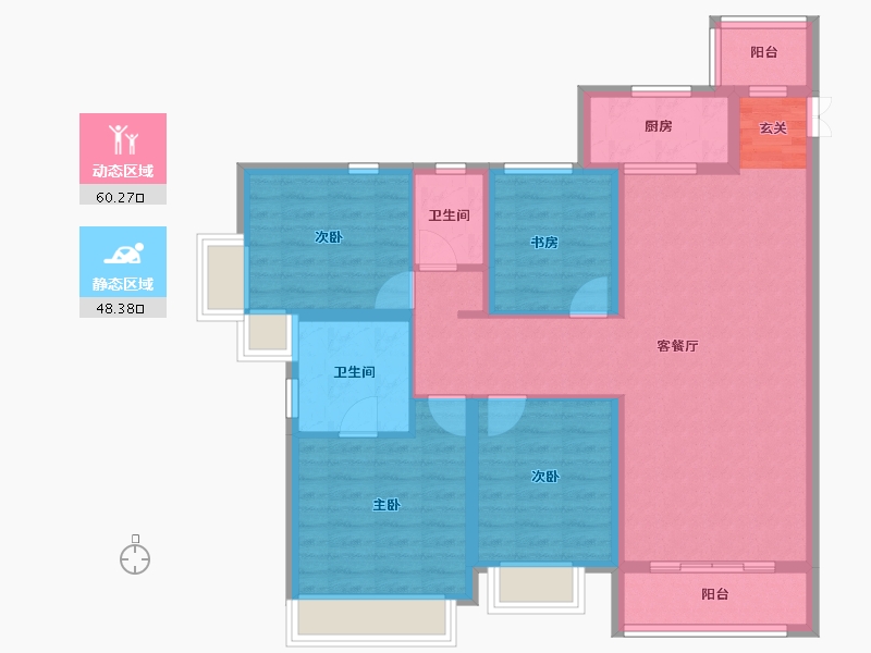 陕西省-宝鸡市-蓝光长岛城-96.80-户型库-动静分区