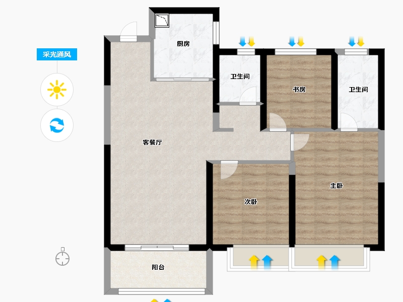 江苏省-徐州市-中梁阳光城钟吾首府-87.00-户型库-采光通风