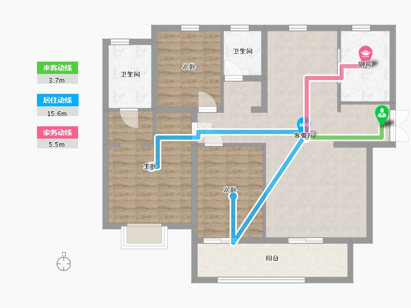 陕西省-西安市-公馆壹号-104.03-户型库-动静线