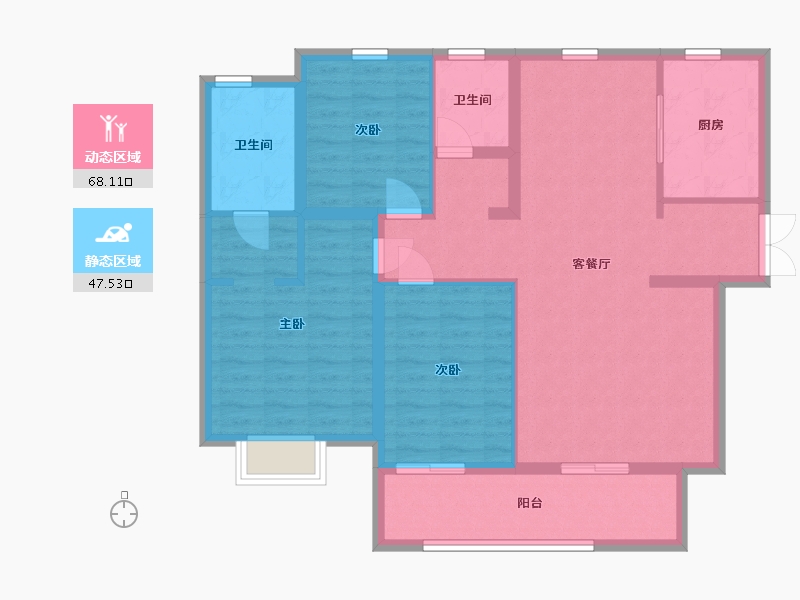 陕西省-西安市-公馆壹号-104.03-户型库-动静分区