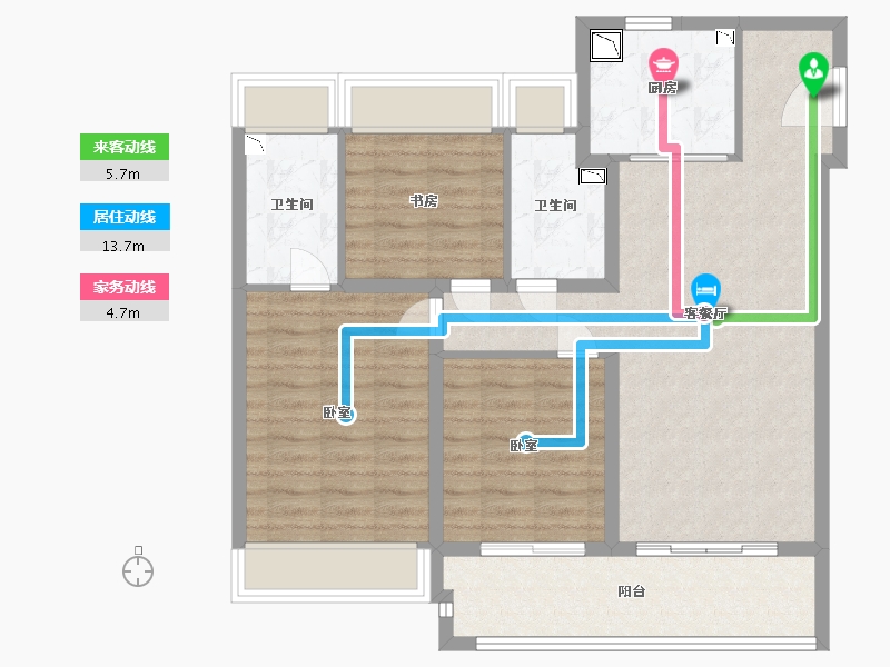 江苏省-苏州市-绿城明月滨河-90.00-户型库-动静线