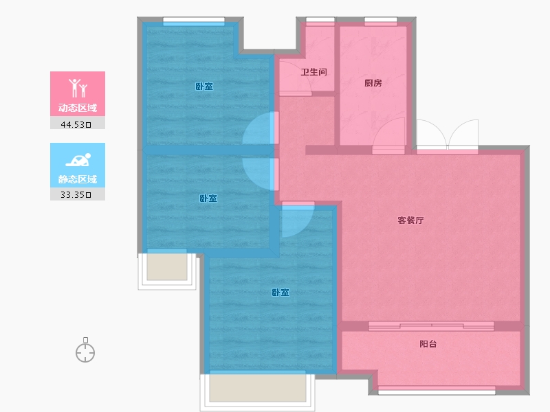 陕西省-西安市-东望冠誉-69.00-户型库-动静分区