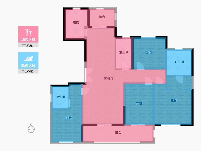 陕西省-西安市-中天诚品-133.21-户型库-动静分区