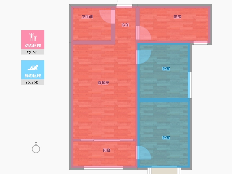 甘肃省-兰州市-璀璨时代-69.03-户型库-动静分区