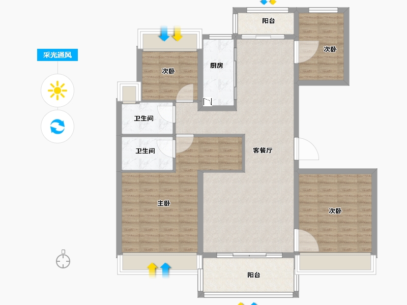 江苏省-徐州市-碧桂园·花溪源著-114.00-户型库-采光通风