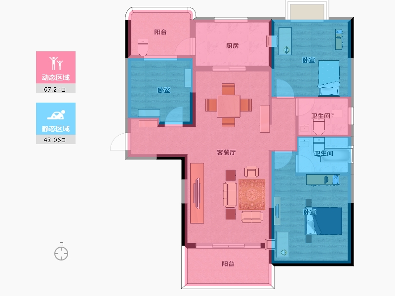 江苏省-南京市-碧桂园城市花园-99.04-户型库-动静分区