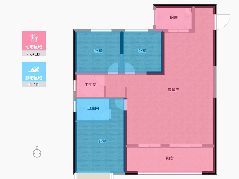 甘肃省-兰州市-蓝光雍锦阁-106.27-户型库-动静分区