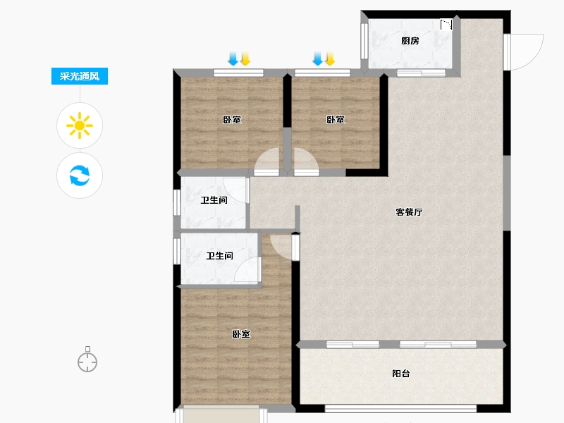 甘肃省-兰州市-蓝光雍锦阁-106.27-户型库-采光通风