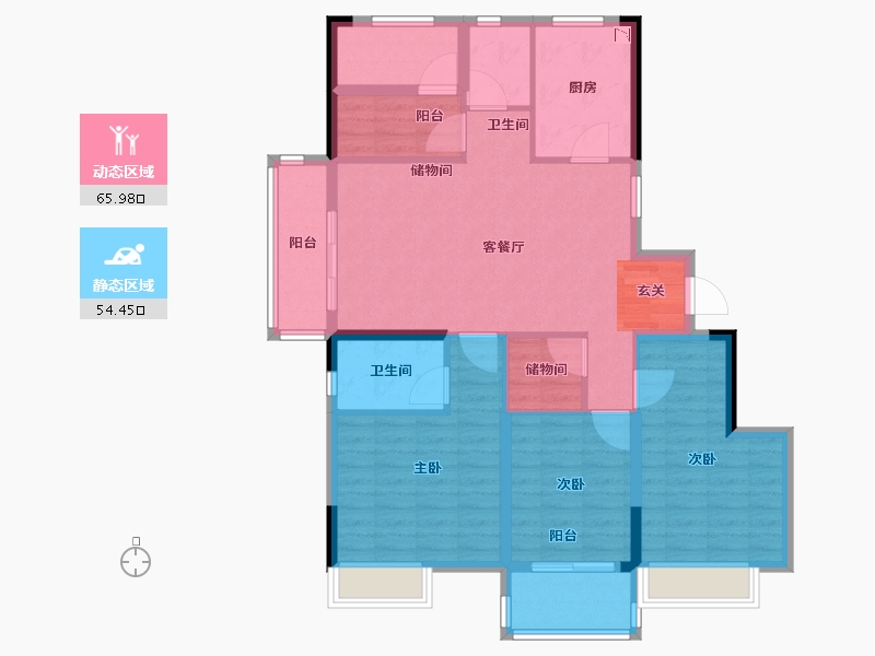 浙江省-台州市-伟星钰珑湾-107.84-户型库-动静分区