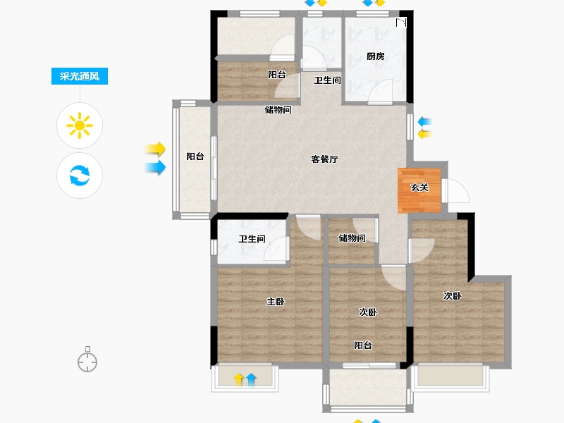 浙江省-台州市-伟星钰珑湾-107.84-户型库-采光通风