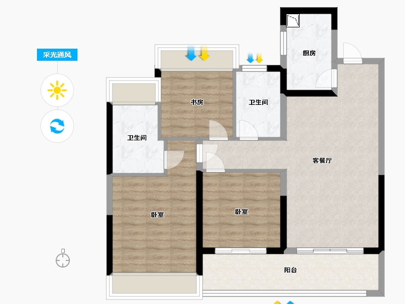 江苏省-苏州市-新希望·锦麟芳华-88.00-户型库-采光通风