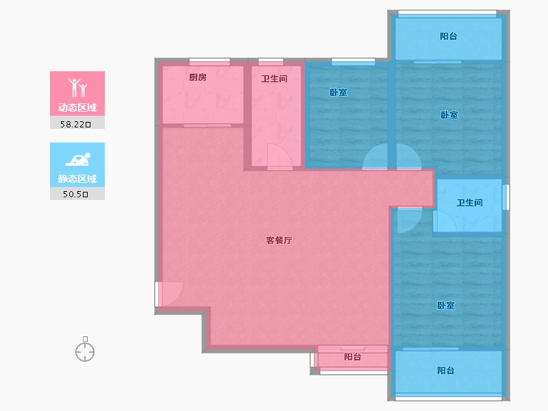 陕西省-咸阳市-宇都纳富特广场-98.84-户型库-动静分区