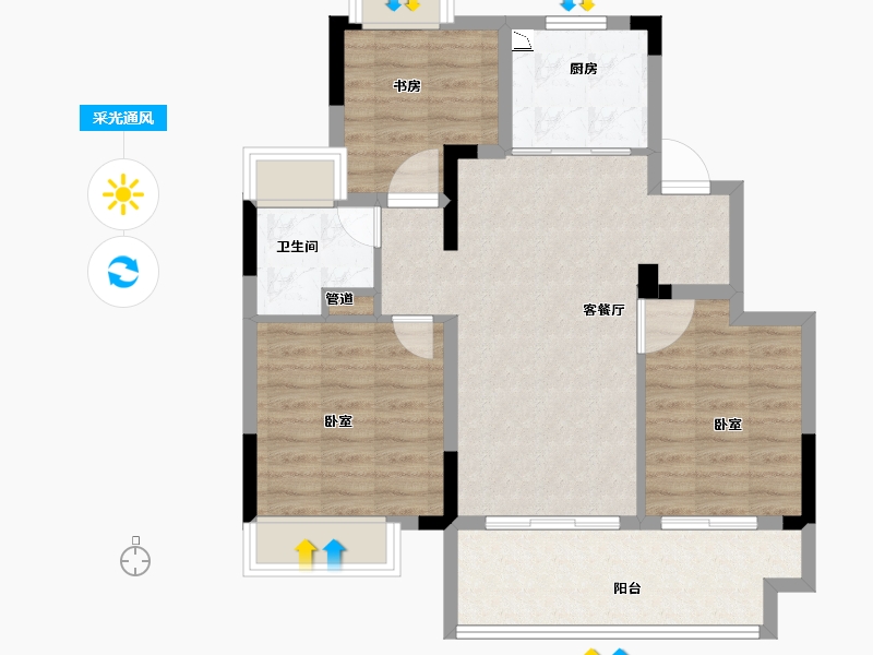 江苏省-苏州市-锦鲤花园-78.00-户型库-采光通风