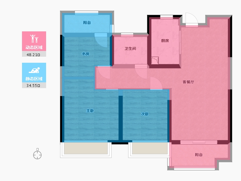 江苏省-盐城市-东台中南熙悦-72.80-户型库-动静分区