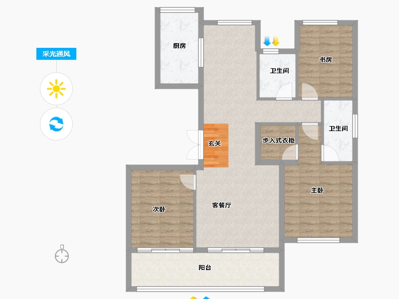 江苏省-苏州市-青剑湖颐和公馆-103.00-户型库-采光通风