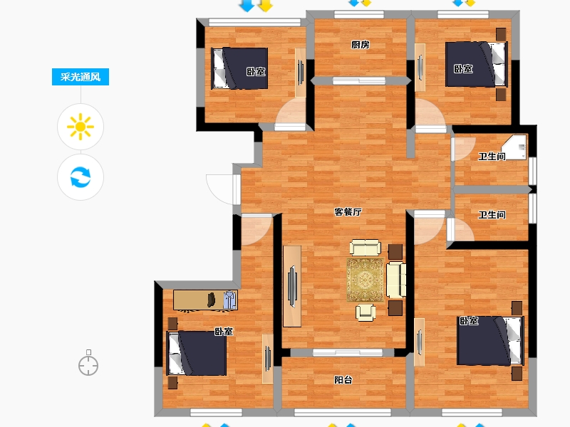 江苏省-镇江市-汇锦·学府家园-112.00-户型库-采光通风