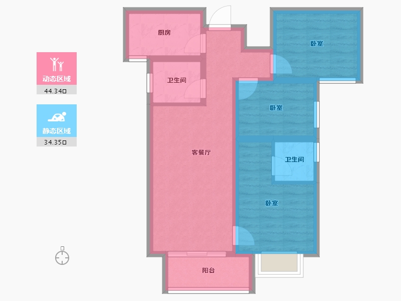 陕西省-西安市-三迪枫丹-69.01-户型库-动静分区