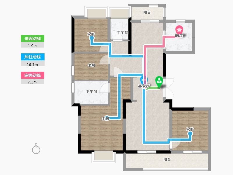 江苏省-南通市-绿城·沁园-114.00-户型库-动静线