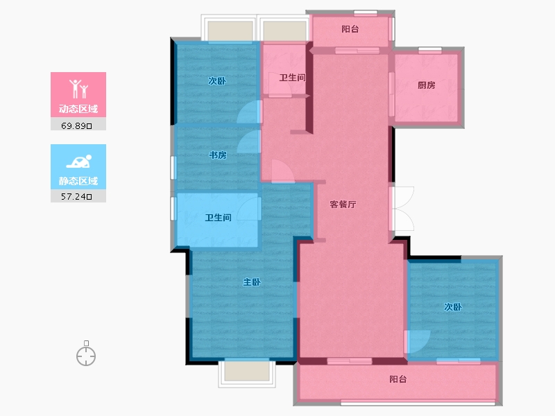 江苏省-南通市-绿城·沁园-114.00-户型库-动静分区