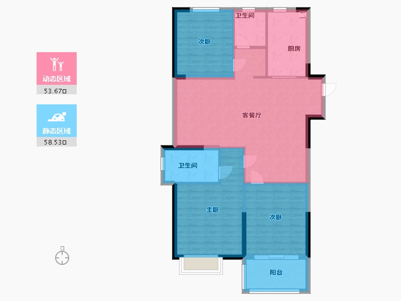 江苏省-盐城市-振兴嘉园-102.00-户型库-动静分区