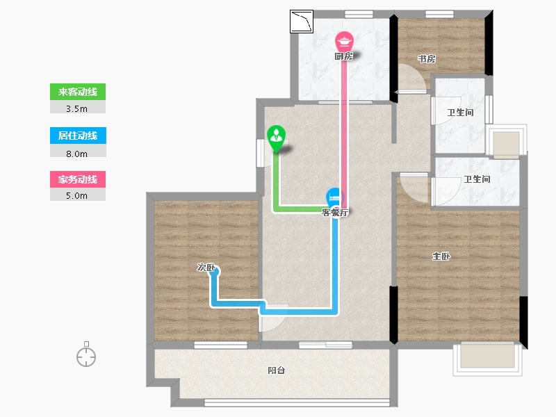 江苏省-南通市-卓越万科新都会-96.00-户型库-动静线