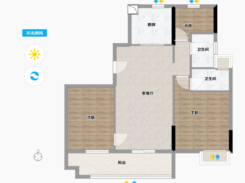 江苏省-南通市-卓越万科新都会-96.00-户型库-采光通风