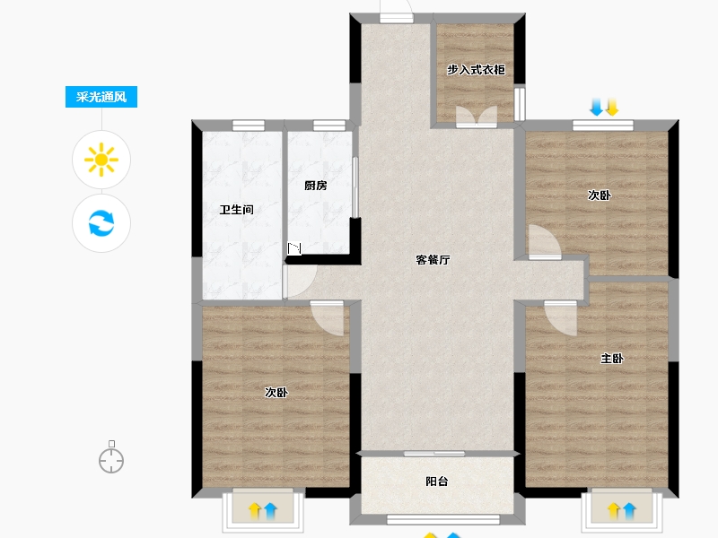 江苏省-盐城市-振兴嘉园-100.80-户型库-采光通风