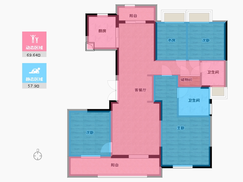 江苏省-南通市-绿城·沁园-114.00-户型库-动静分区