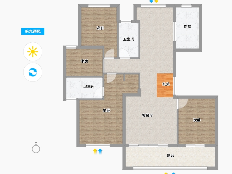 江苏省-苏州市-青剑湖颐和公馆-120.00-户型库-采光通风