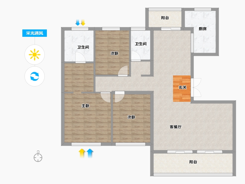 江苏省-苏州市-青剑湖颐和公馆-124.56-户型库-采光通风