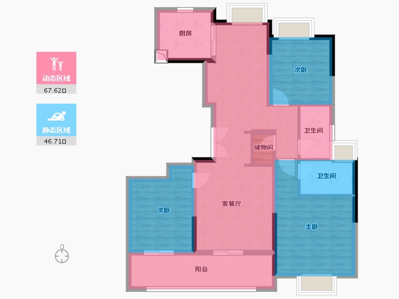 江苏省-南通市-绿城·晓风印月-102.00-户型库-动静分区